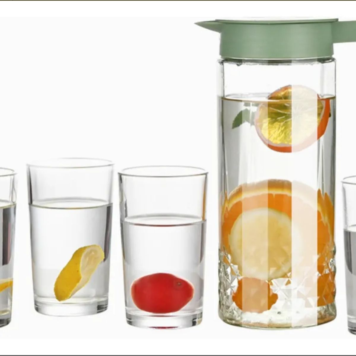GENERICO - Juego De Jarra De Vidrio De 1300ml Con 4 Vasos De 260ml Unidad