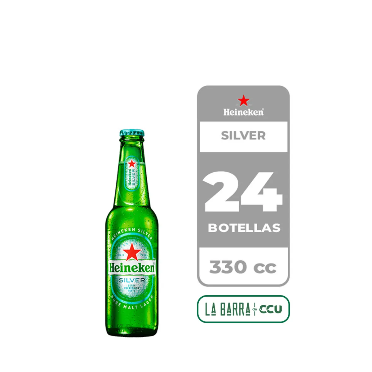 HEINEKEN - 24x Cerveza Heineken Silver 4.0° Botella 330cc