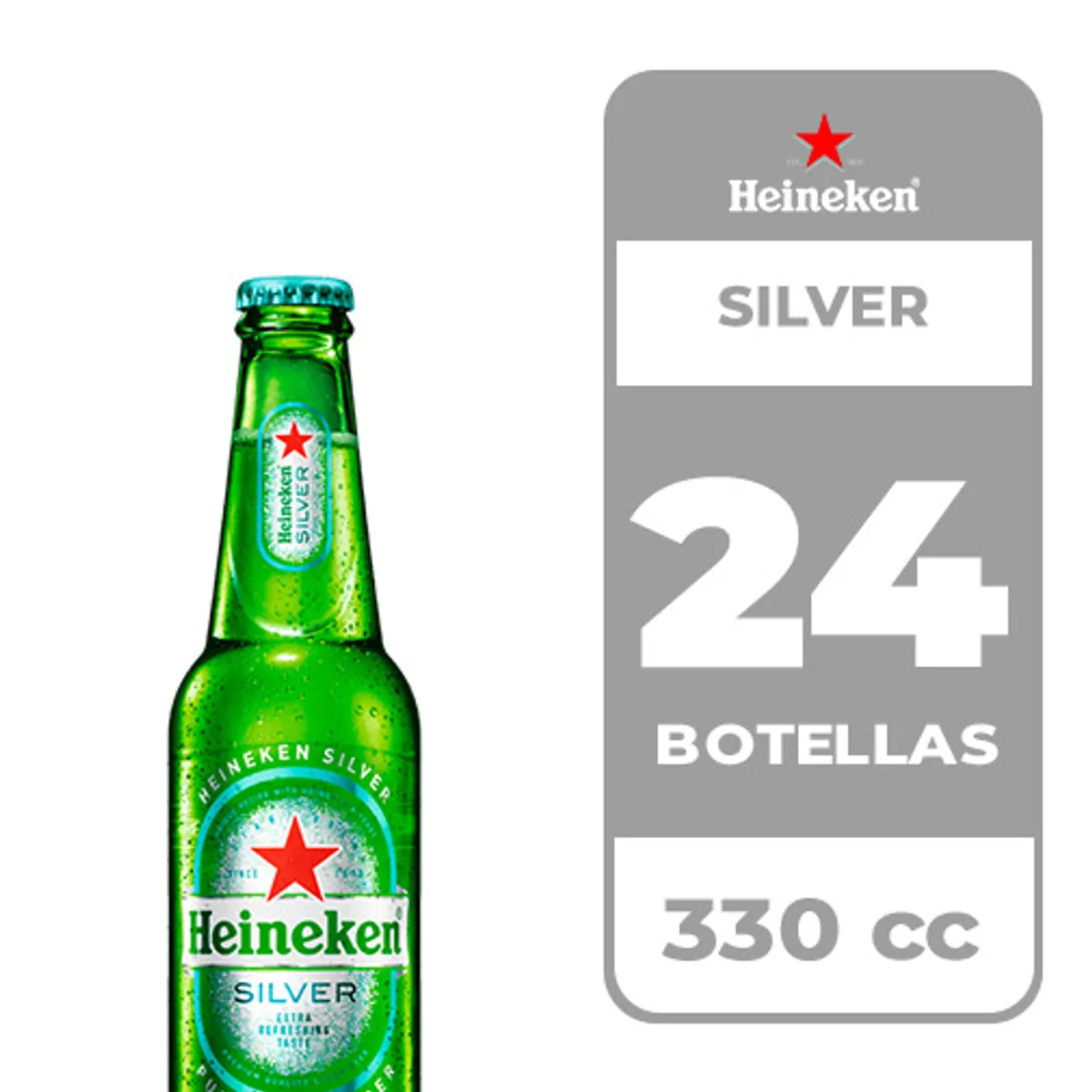 HEINEKEN - 24x Cerveza Heineken Silver 4.0° Botella 330cc