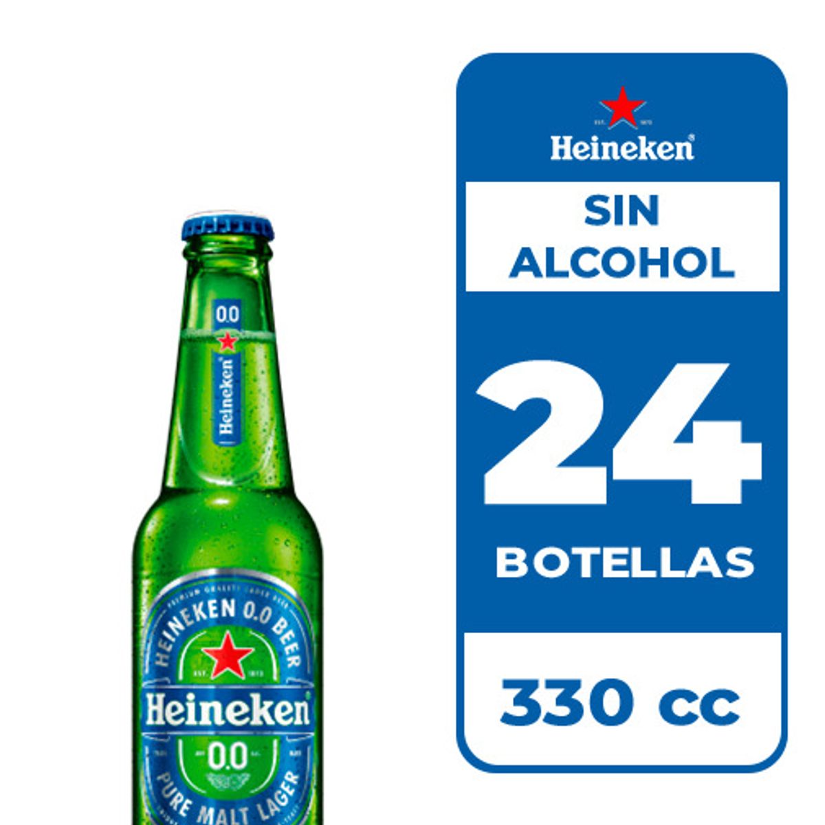 HEINEKEN - 24x Cerveza Heineken Sin Alcohol Botella 330cc