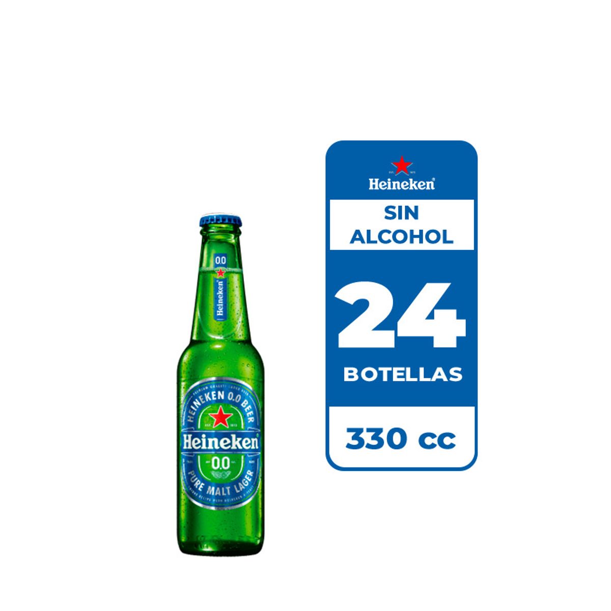HEINEKEN - 24x Cerveza Heineken Sin Alcohol Botella 330cc