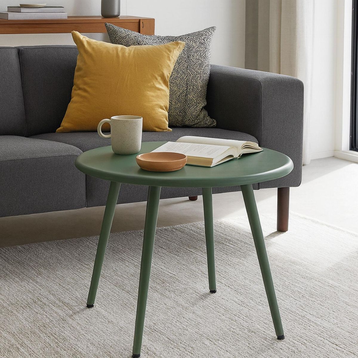 ESCANDINAVIA - Mesa De Centro Redonda Nórdica Verde 51x45 Escandinavia