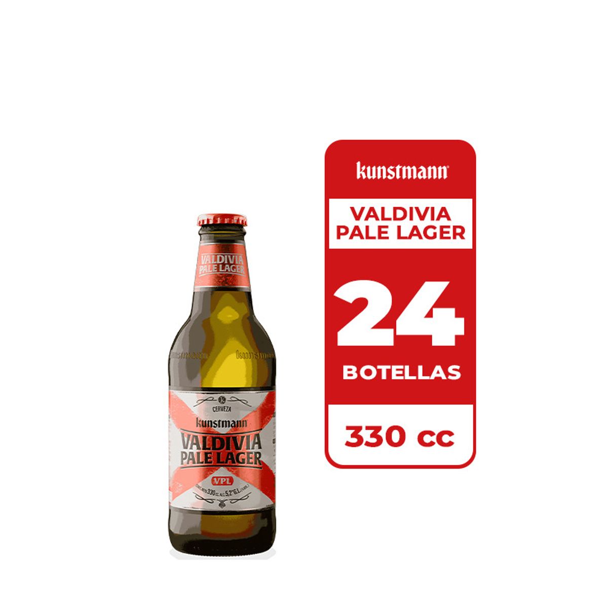 KUNSTMANN - 24x Cerveza Kunstmann Valdivia Pale Lager 5.2° Botella 330cc