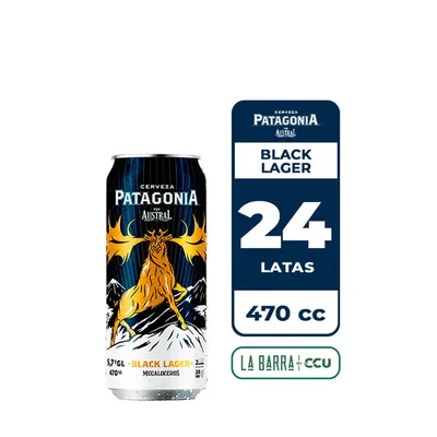 Austral 24X Cerveza Patagonia Black Lager 5.7° Lata 470Cc