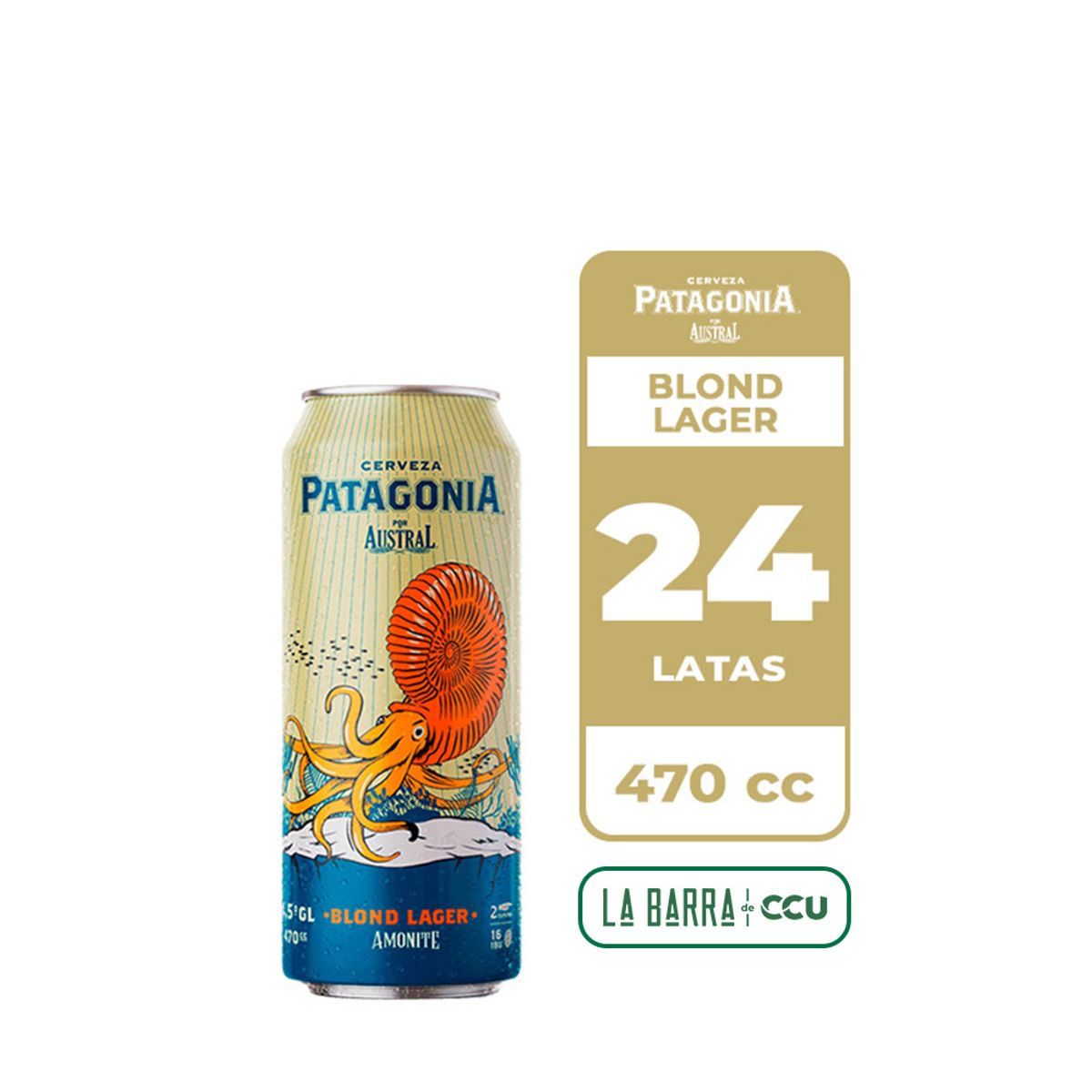 AUSTRAL - 24x Cerveza Patagonia Blond Lager 4.5° Lata 470cc