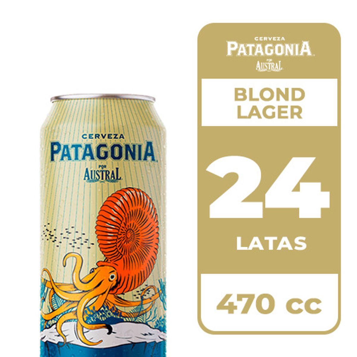 AUSTRAL - 24x Cerveza Patagonia Blond Lager 4.5° Lata 470cc