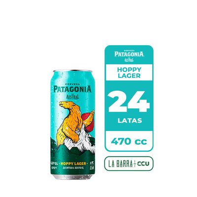 Austral 24X Cerveza Patagonia Hoppy Lager 4.8° Lata 470Cc