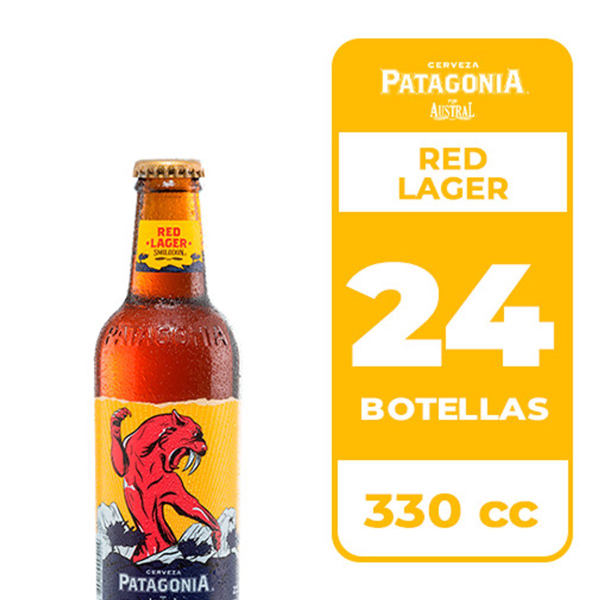 AUSTRAL - 24x Cerveza Patagonia Red Lager 5.0° Botella 330cc