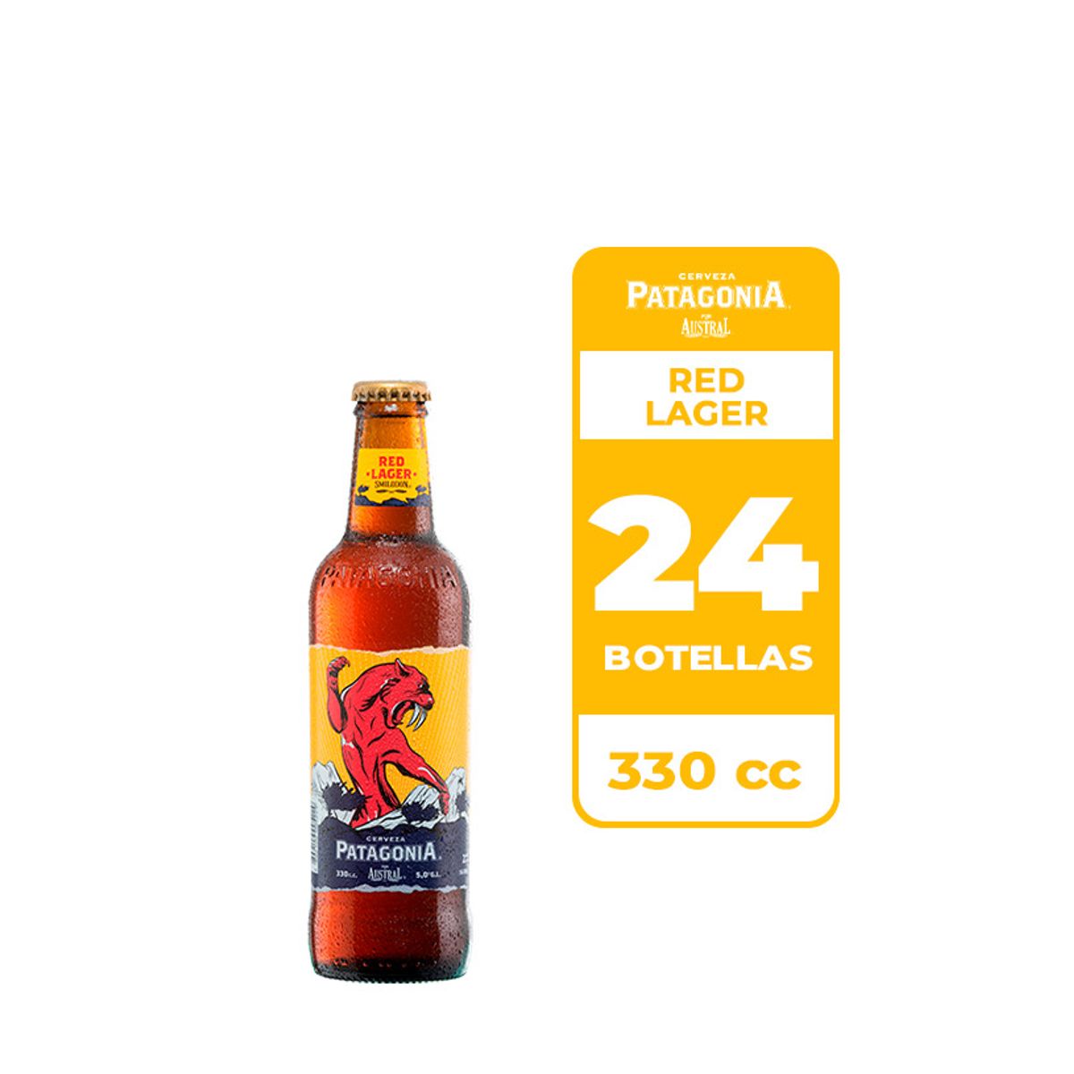 AUSTRAL - 24x Cerveza Patagonia Red Lager 5.0° Botella 330cc