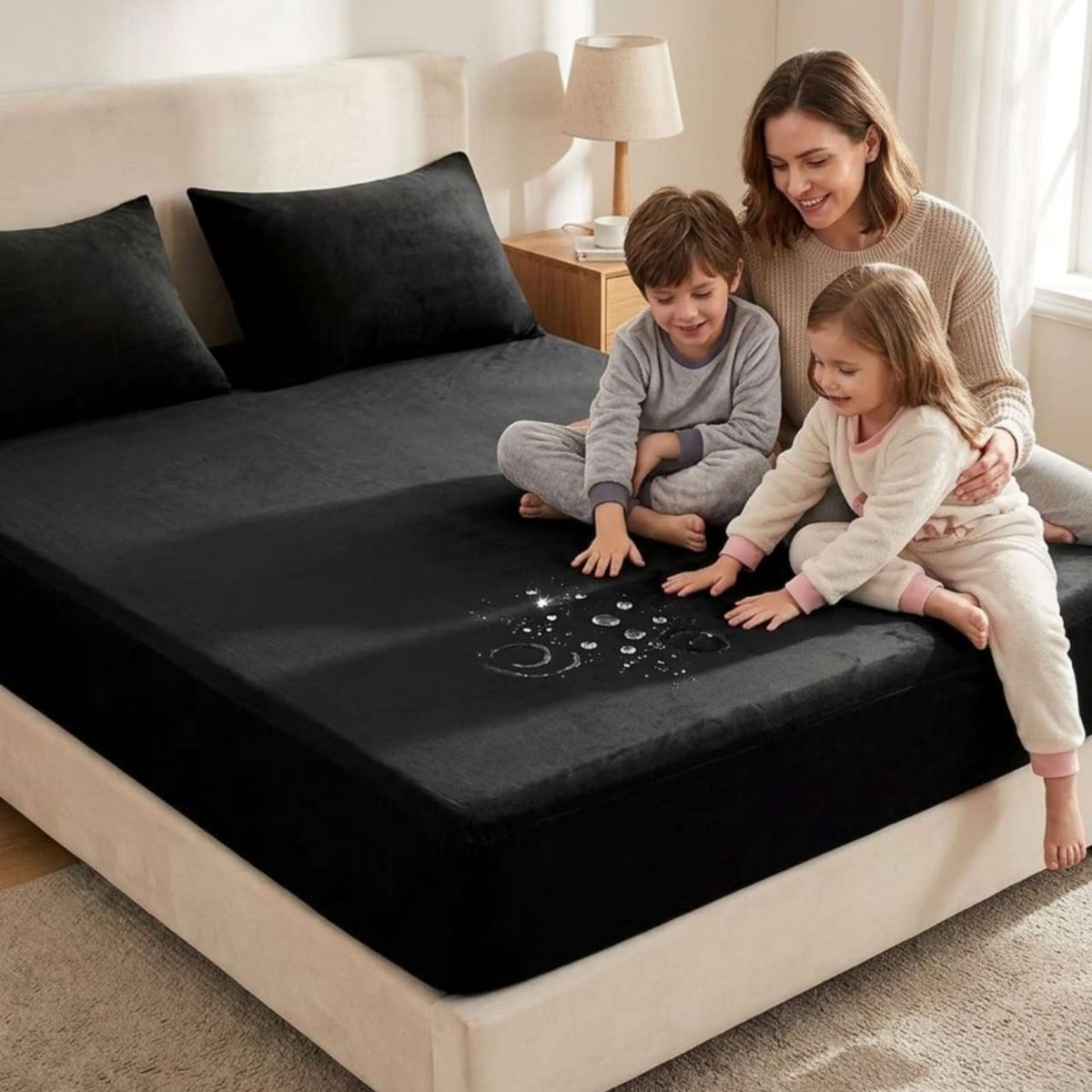 GENERICO - Protector de colchon Impermeable 2 plazas color negro