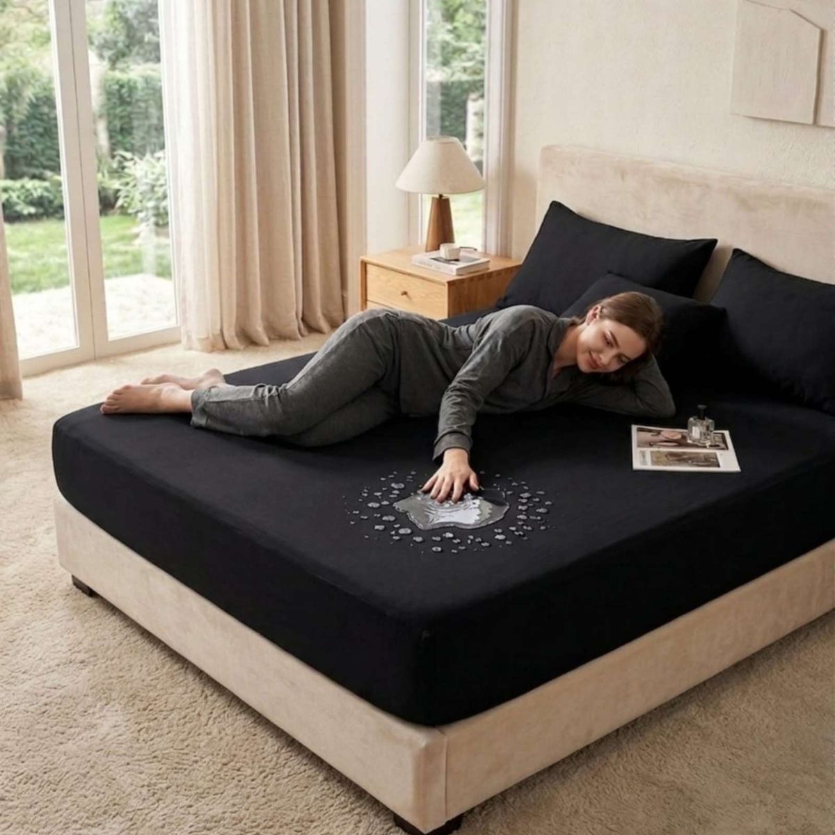 GENERICO - Protector de colchon Impermeable 2 plazas color negro