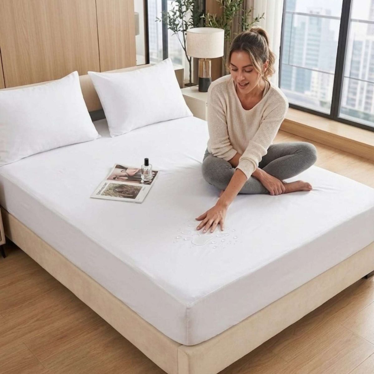 GENERICO - Protector de colchon Impermeable 2 plazas color blanco
