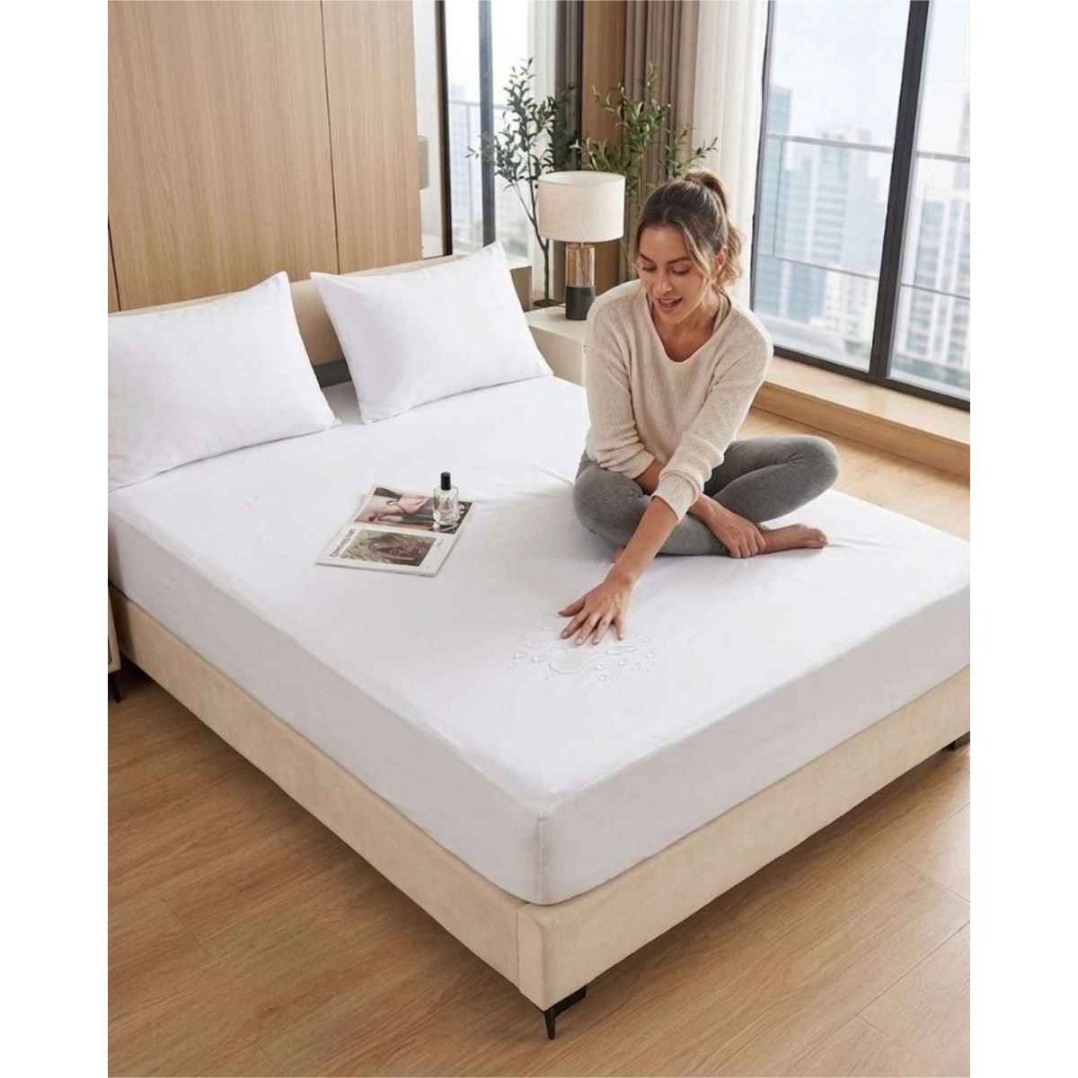 GENERICO - Protector de colchon Impermeable 2 plazas color blanco