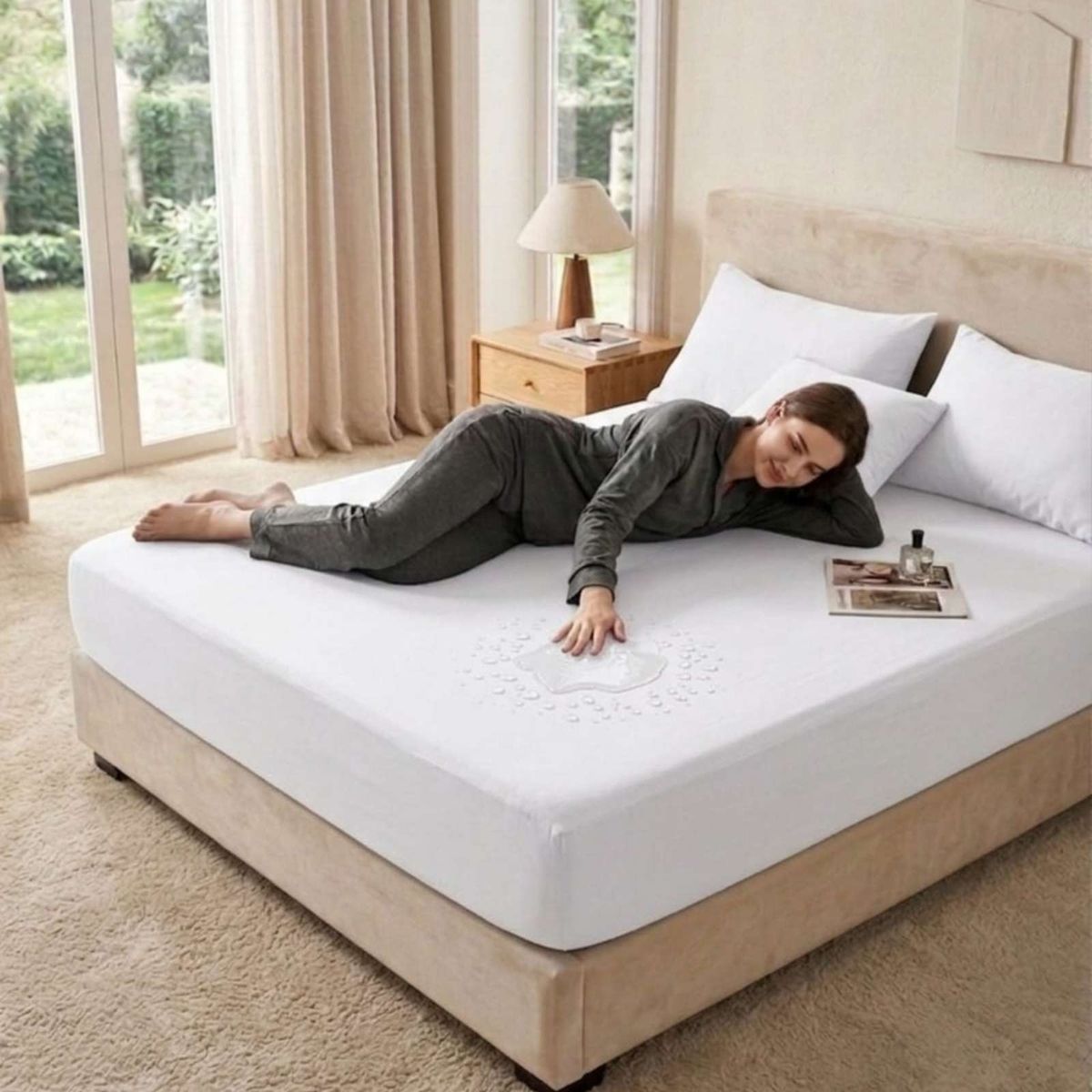 GENERICO - Protector de colchon Impermeable 2 plazas color blanco