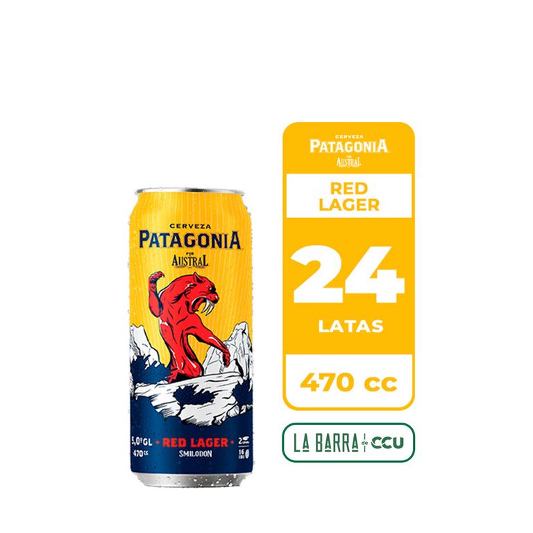 24x Cerveza Patagonia Red Lager 5.0 Lata 470cc