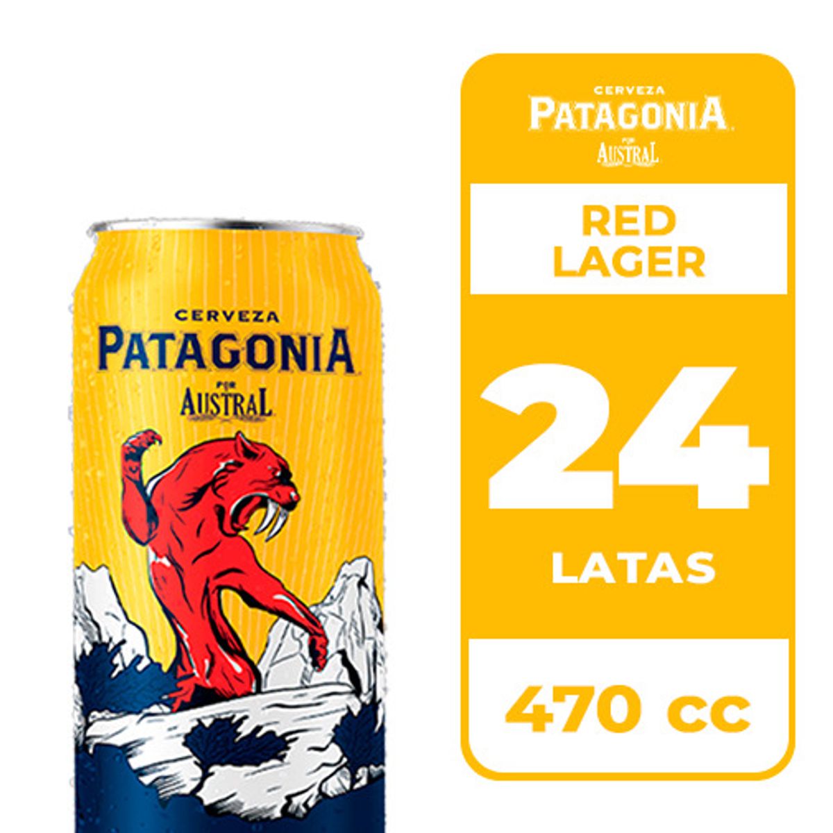 AUSTRAL - 24x Cerveza Patagonia Red Lager 5.0° Lata 470cc