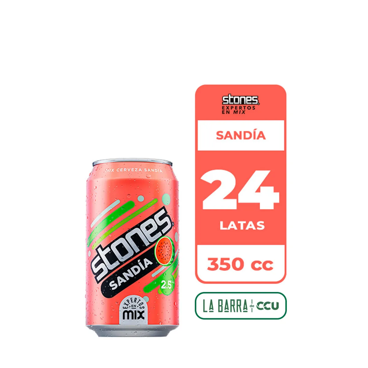 STONES - 24x Cerveza Sandia Stones 2.5° Lata 350cc