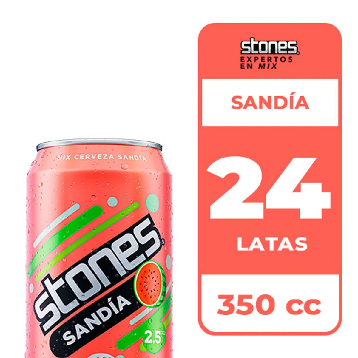 STONES - 24x Cerveza Sandia Stones 2.5° Lata 350cc