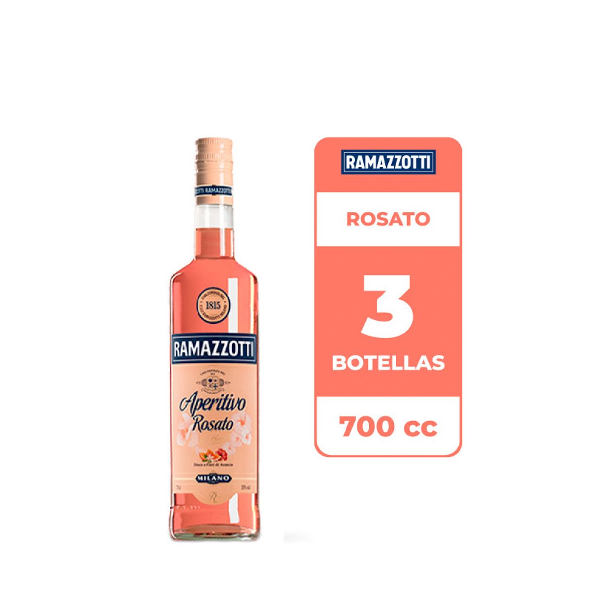 RAMAZZOTTI - 3x Aperitivo Ramazzotti Rosato 15° 700cc