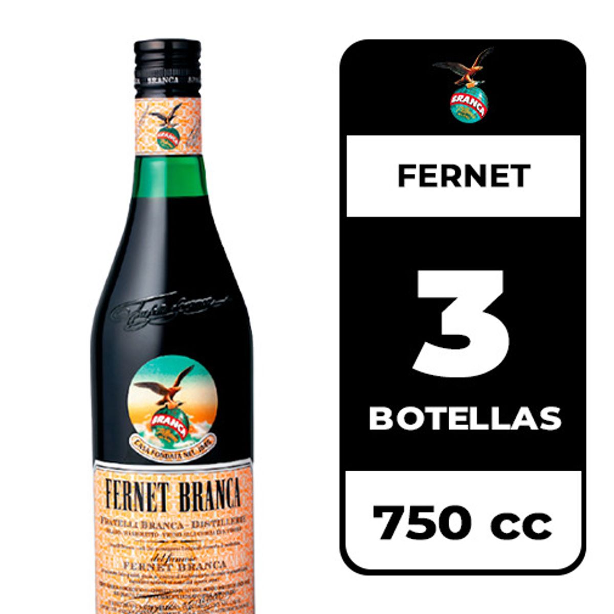 BRANCA - 3x Fernet Branca 39° 750cc