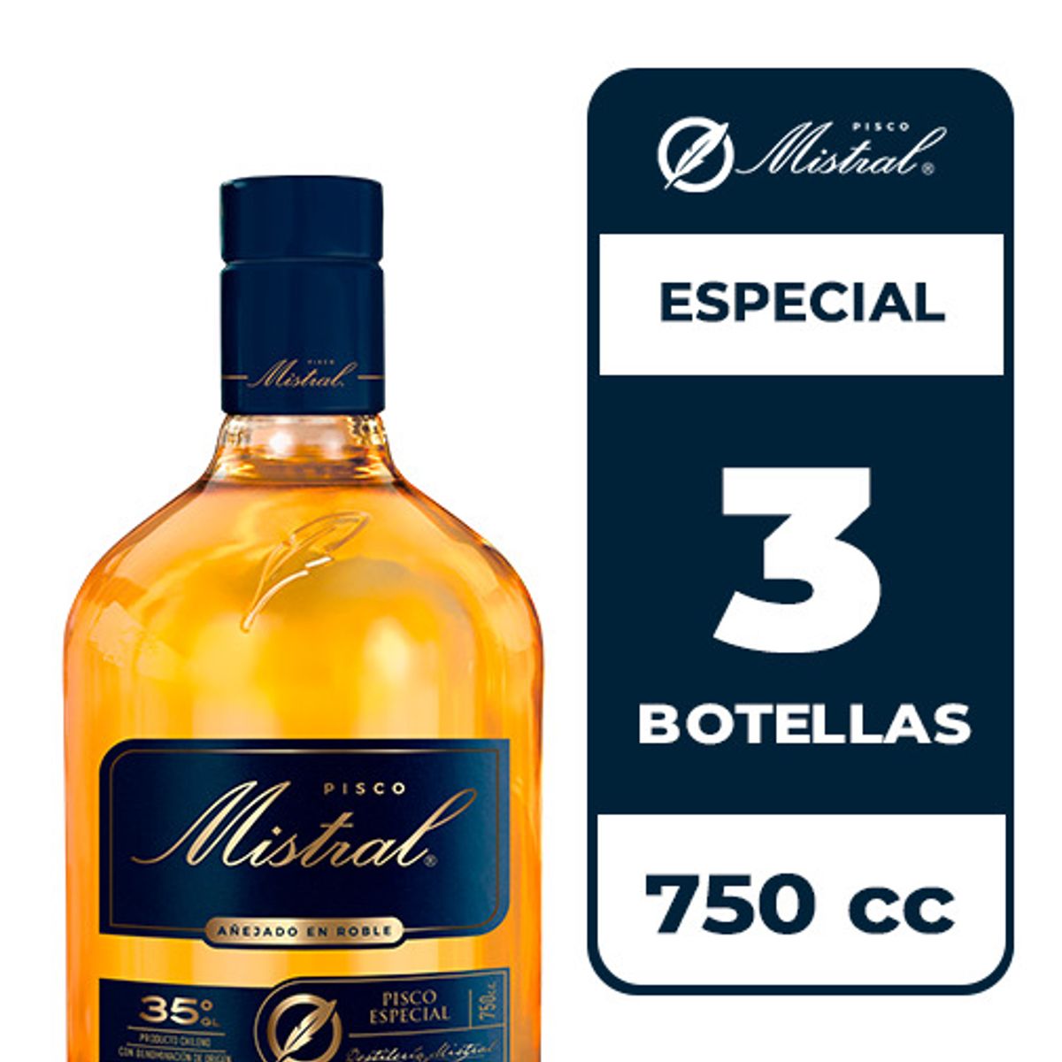 MISTRAL - 3x Pisco Mistral 35° 750cc