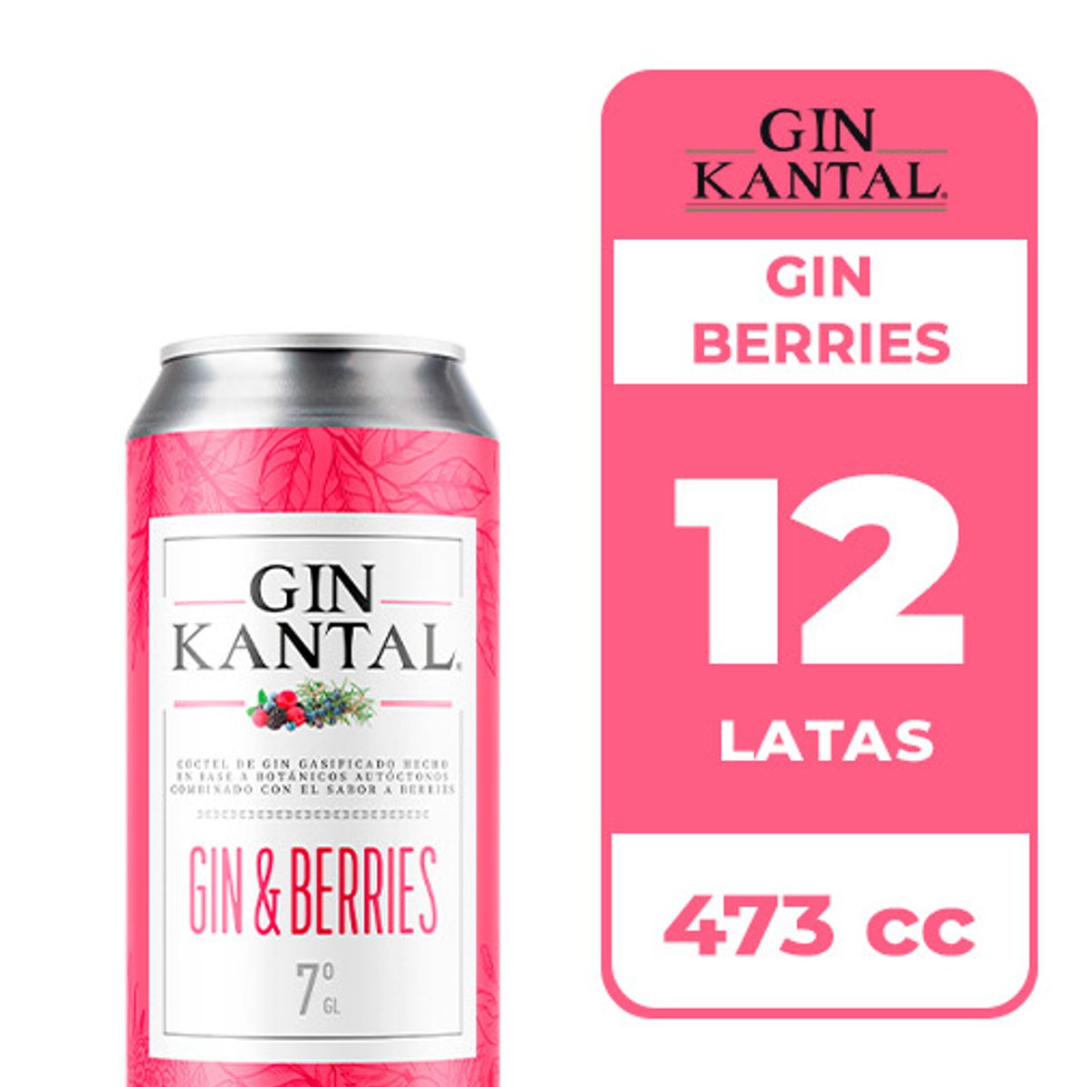 KANTAL - 12x Cóctel Kantal Gin Berries 7° Lata 473cc