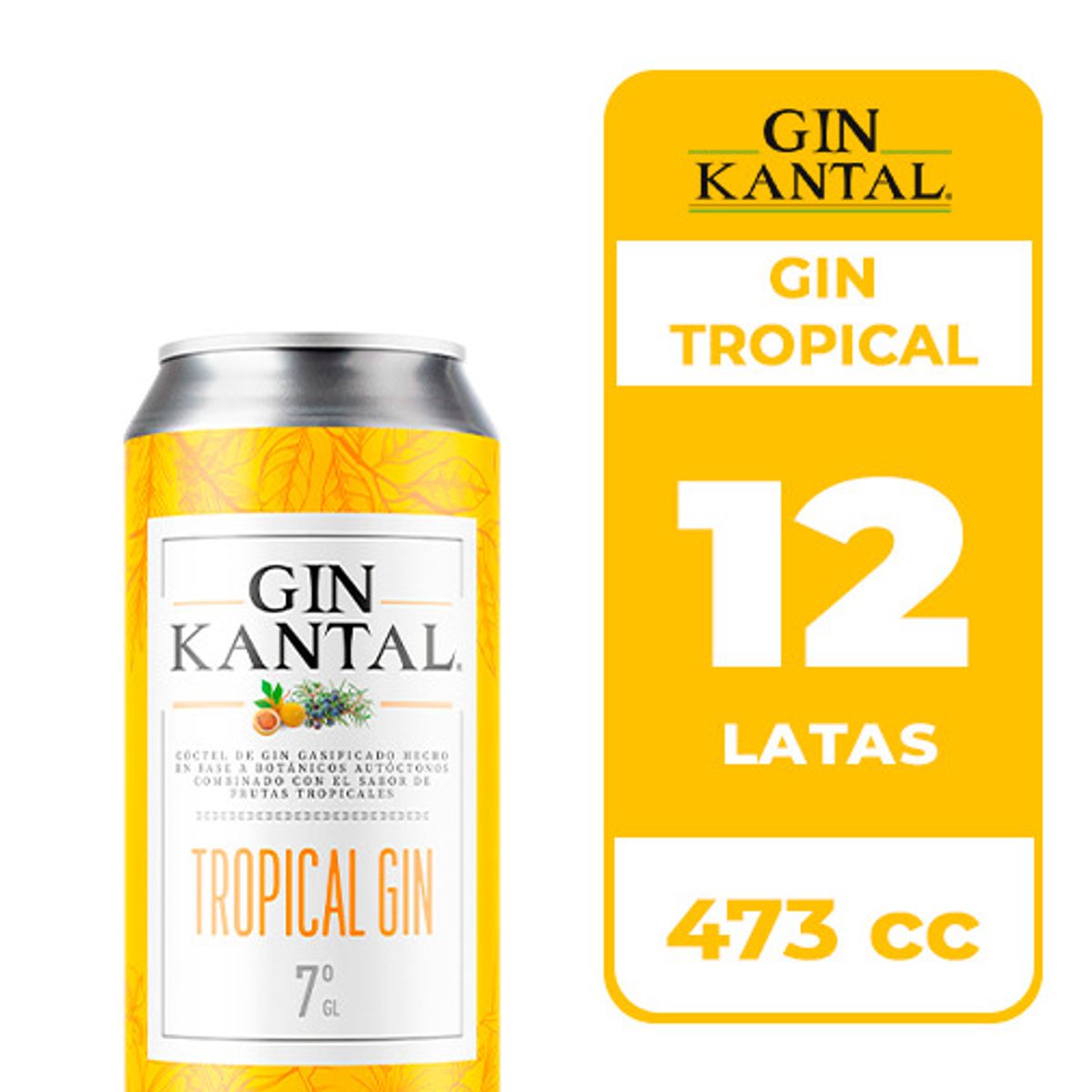 KANTAL - 12x Cóctel Kantal Gin Tropical 7° Lata 473cc