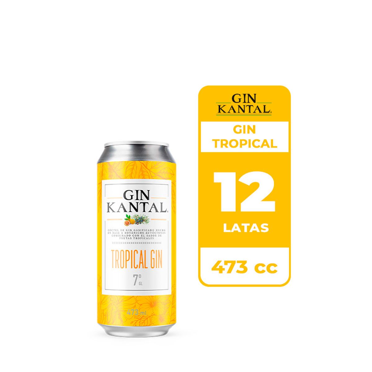 KANTAL - 12x Cóctel Kantal Gin Tropical 7° Lata 473cc