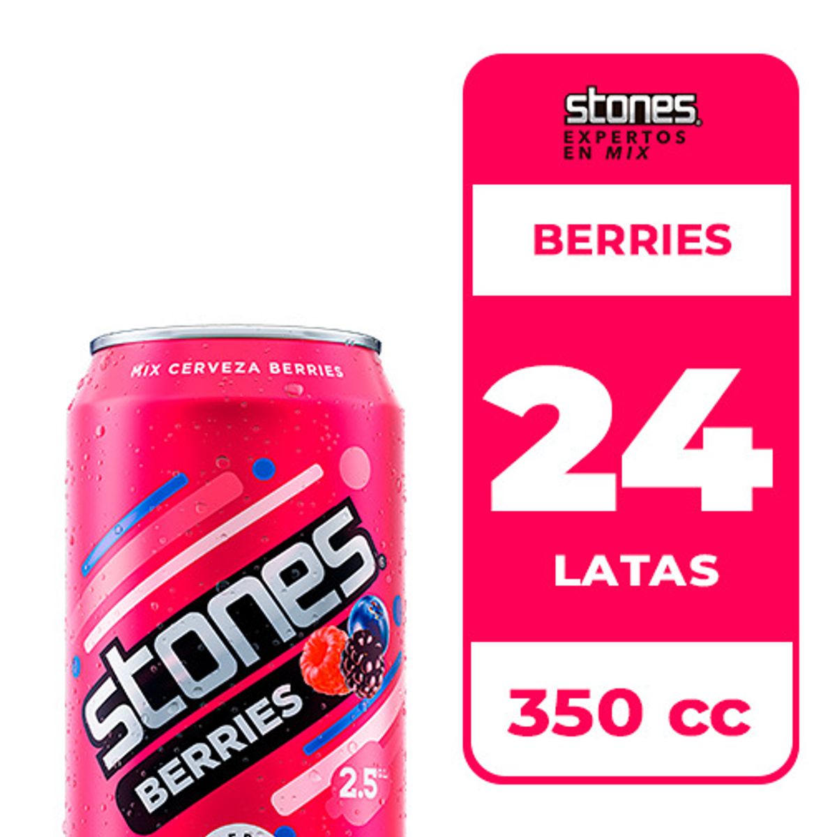 CCU - 24x Cerveza Berries Stones 2.5° Lata 350cc