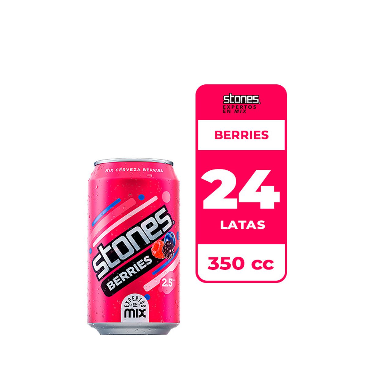 CCU - 24x Cerveza Berries Stones 2.5° Lata 350cc