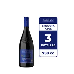 TARAPACA - 3x Vino Tarapacá Gran Reserva Etiqueta Azul 750cc