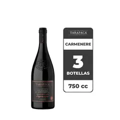 TARAPACA - 3x Vino Tarapacá Gran Reserva Etiqueta Negra Carmenere 750cc