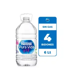 NESTLE PURA VIDA - 4x Agua Purificada Nestlé Pura Vida Sin Gas Bidon 6L