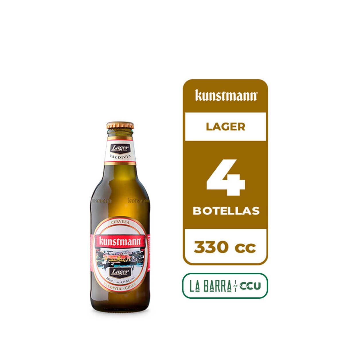KUNSTMANN - 4x Cerveza Kunstmann Lager 4.3° Botella 330cc
