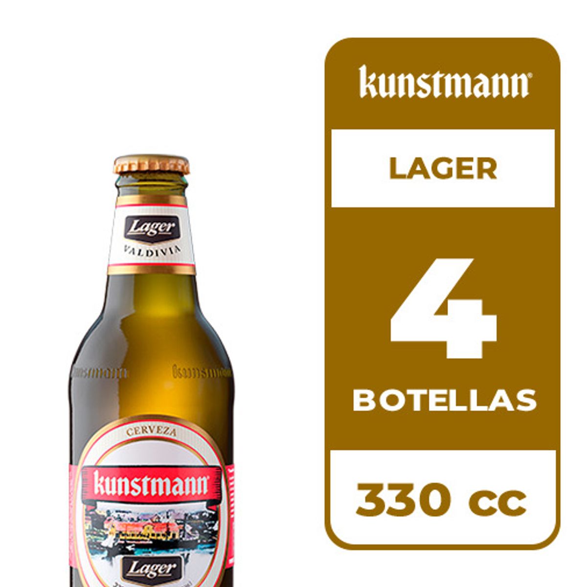 KUNSTMANN - 4x Cerveza Kunstmann Lager 4.3° Botella 330cc
