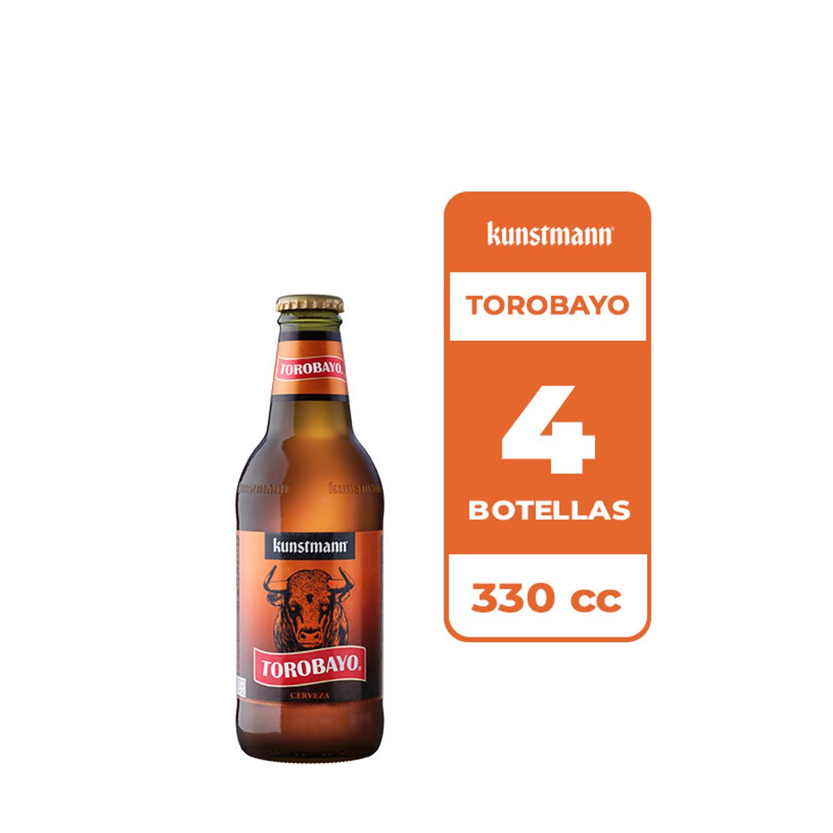 KUNSTMANN - 4x Cerveza Kunstmann Torobayo 5.0° Botella 330cc