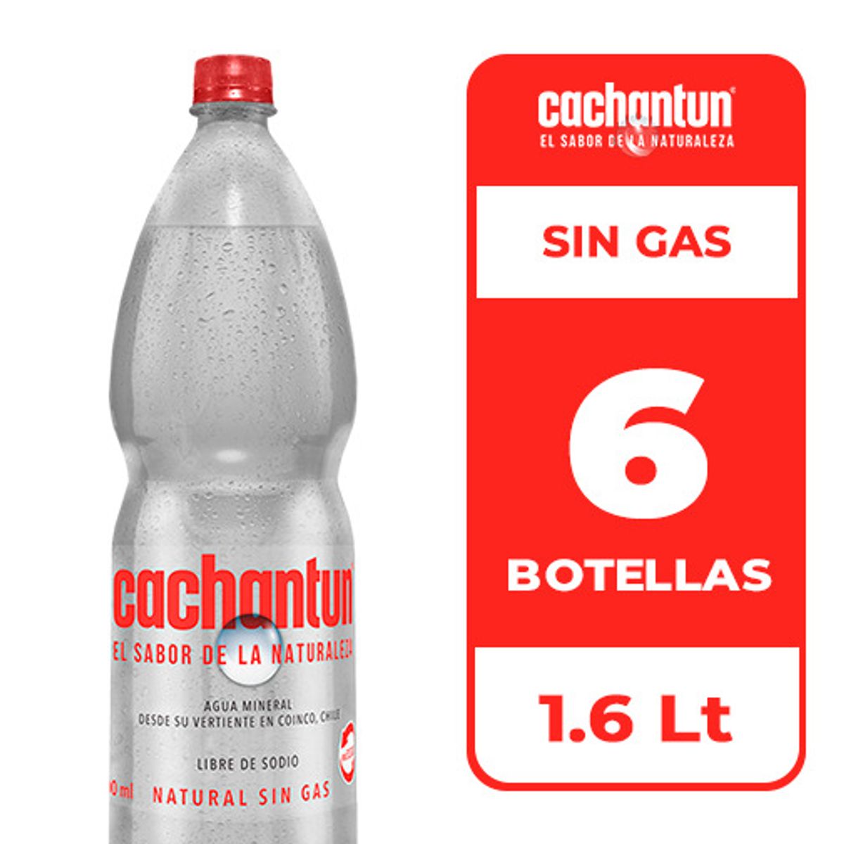 CACHANTUN - 6x Agua Mineral Cachantun Sin Gas 1.6L