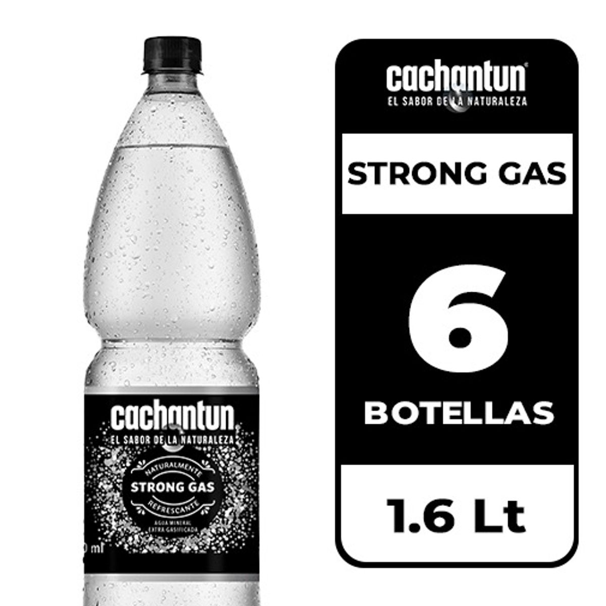 CACHANTUN - 6x Agua Mineral Cachantun Strong Gas 1.6L