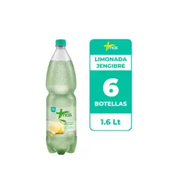 CCU - 6x Agua Saborizada Mas Limonada Jengibre Botella 1.6L