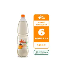 CCU - 6x Agua Saborizada Mas Mango Maracuyá Botella 1.6L