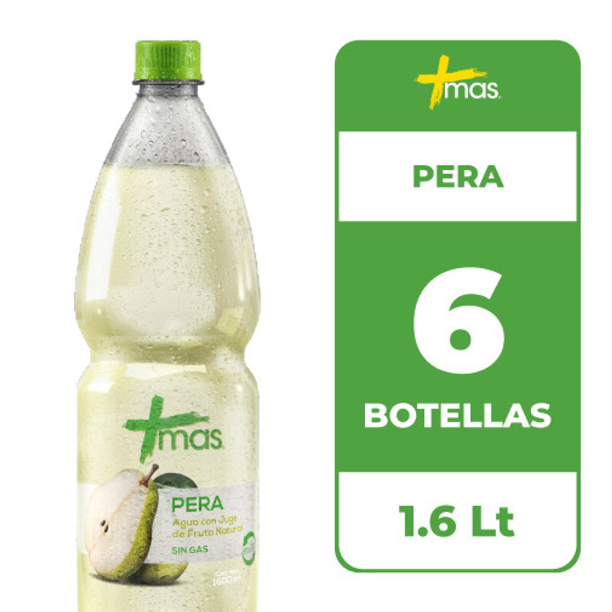 CCU - 6x Agua Saborizada Mas Pera Botella 1.6L