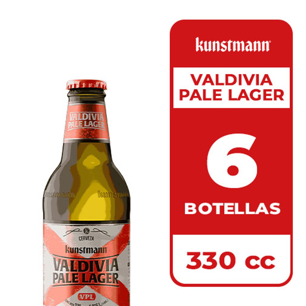 KUNSTMANN - 6x Cerveza Kunstmann Valdivia Pale Lager 5.2° Botella 330cc