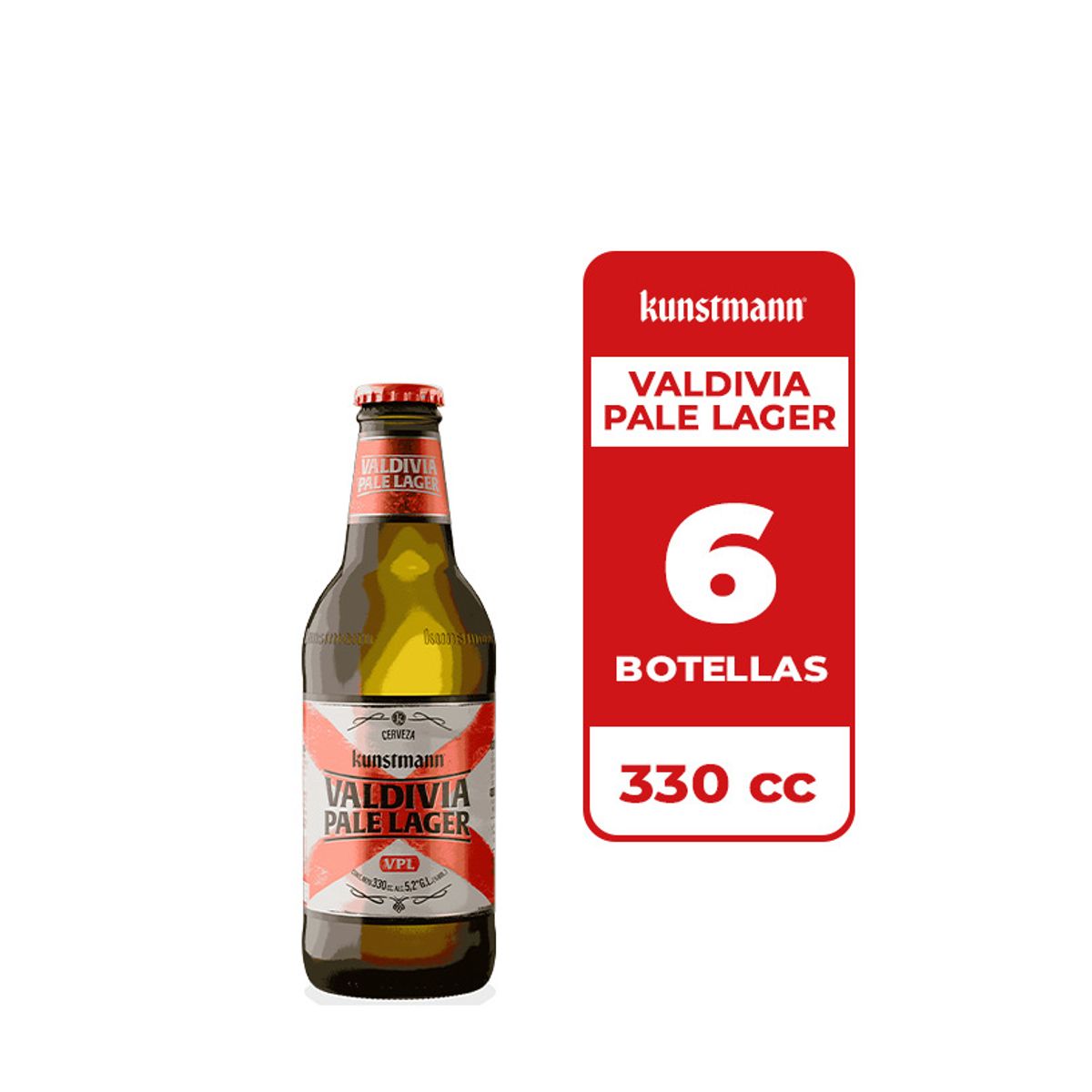 KUNSTMANN - 6x Cerveza Kunstmann Valdivia Pale Lager 5.2° Botella 330cc