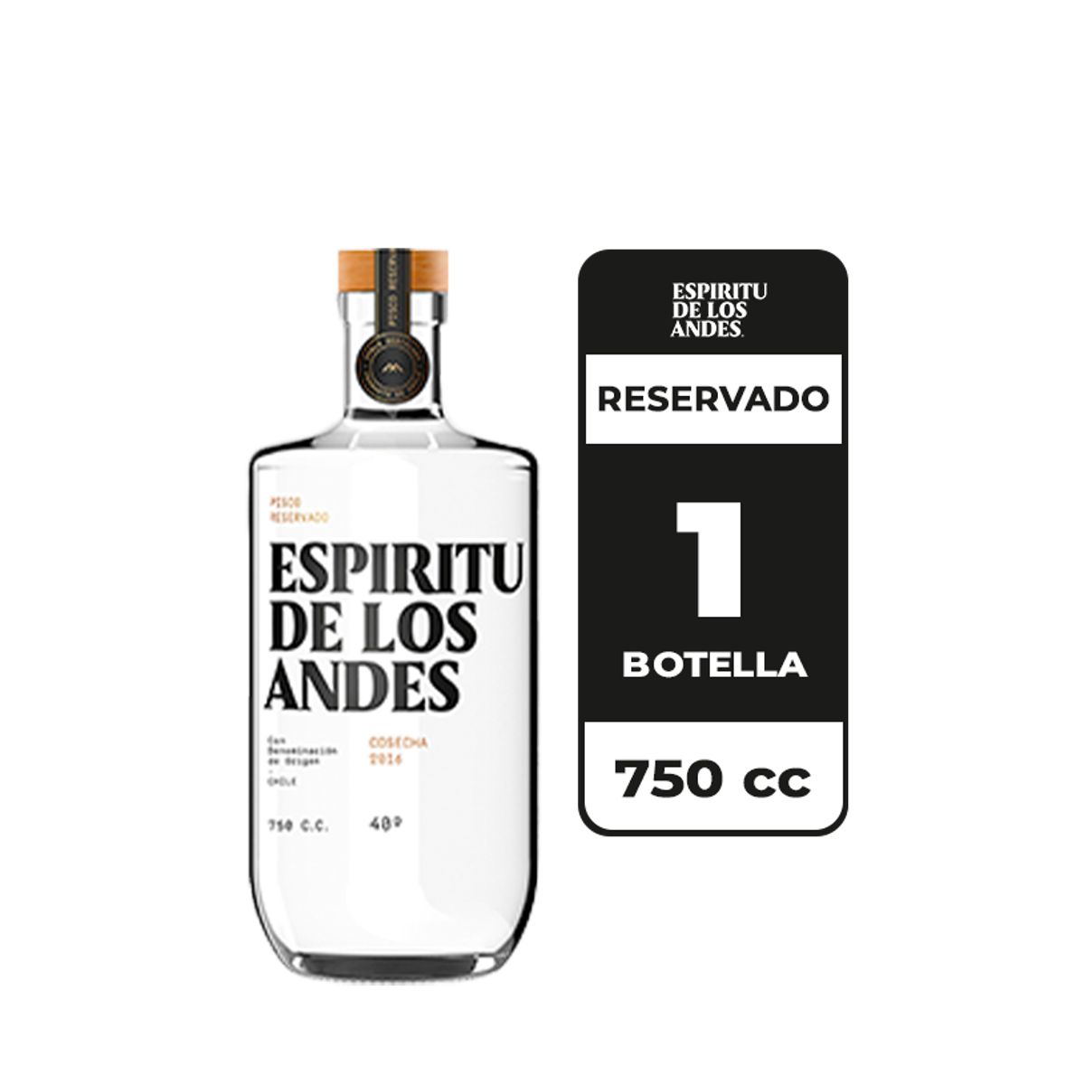 ESPIRITU DE LOS ANDES - Pisco Espíritu De Los Andes 40° 750cc