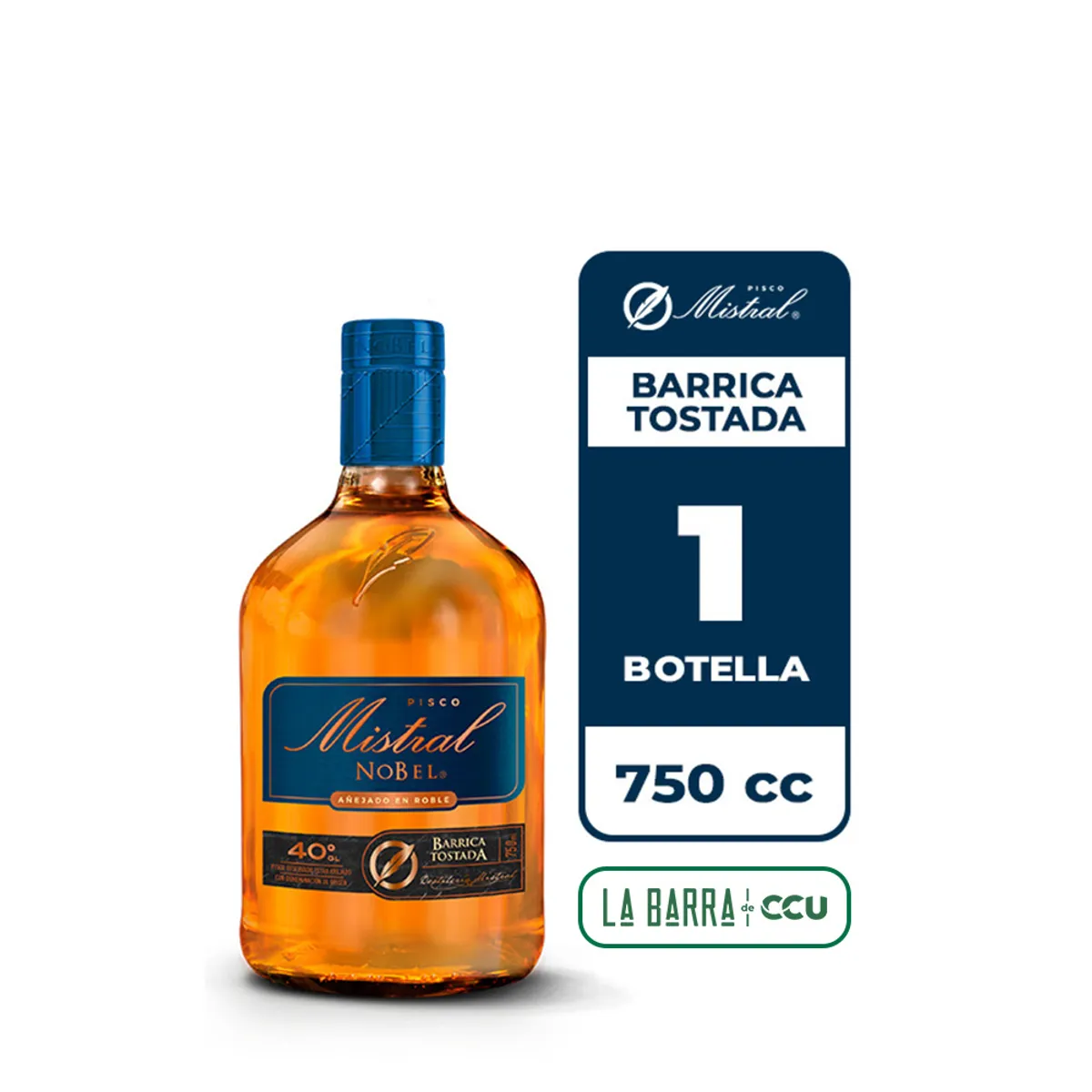 MISTRAL - Pisco Mistral Nobel Barrica Tostada 40° 750cc
