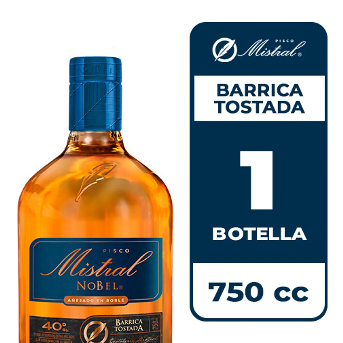 MISTRAL - Pisco Mistral Nobel Barrica Tostada 40° 750cc