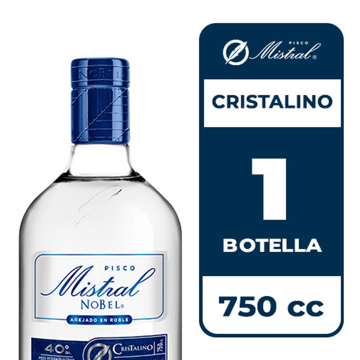 MISTRAL - Pisco Mistral Nobel Cristalino 40° 750cc