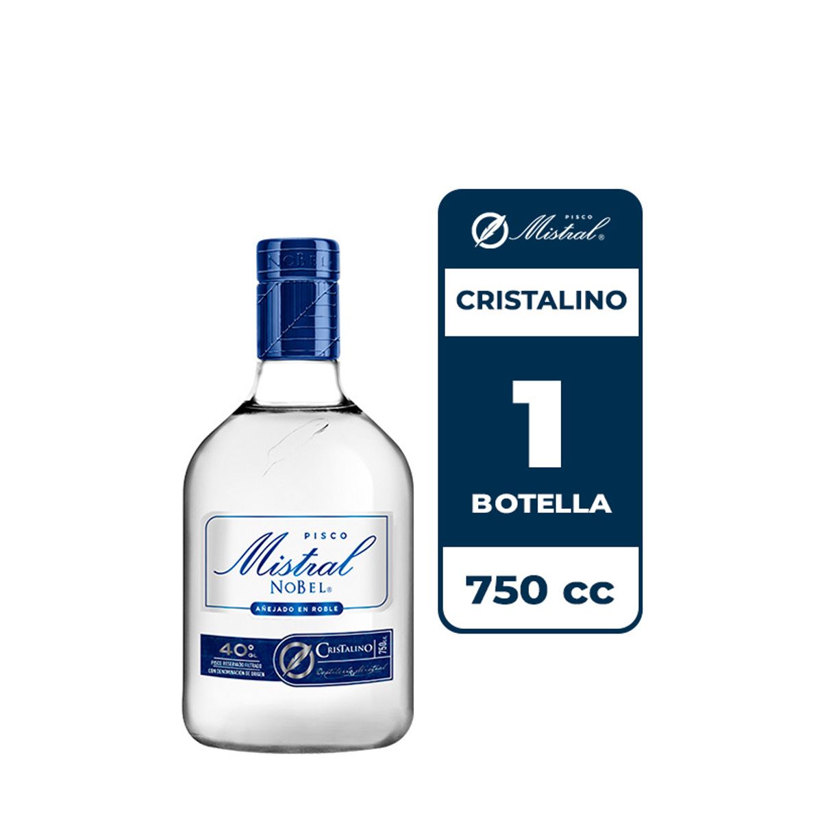 MISTRAL - Pisco Mistral Nobel Cristalino 40° 750cc
