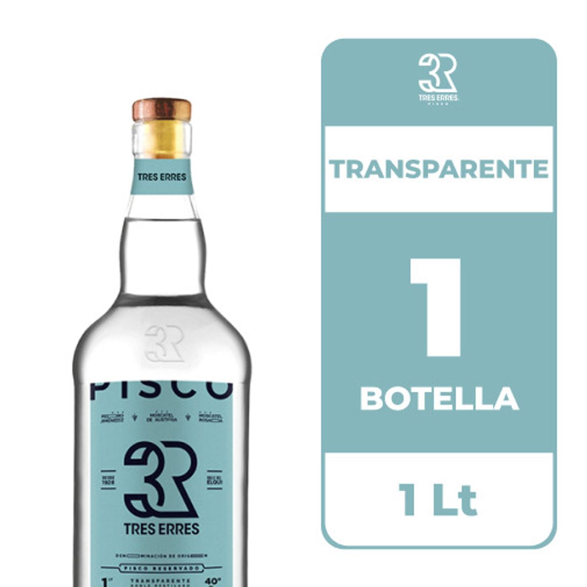 TRES ERRES - Pisco Tres Erres 40° Transparente 1L