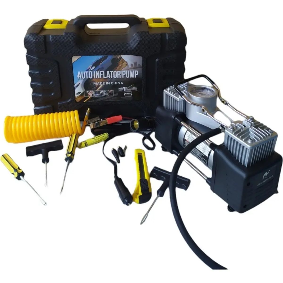 GENERICO - COMPRESOR DE AIRE PORTATIL 150 PSI 12V CARRO MOTO